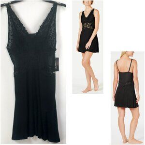BIN INC Lace Mesh Chemise Deep Black Pajama R $40